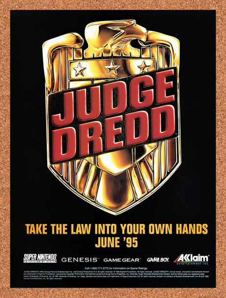 1995 Judge Dredd Genesis Original Advertisement / Retro Wall Art v1