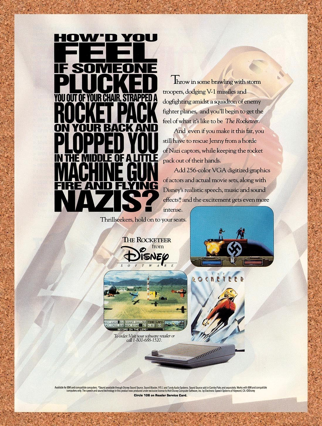 1992 The Rocketeer IBM Original Advertisement / Retro Promo v2