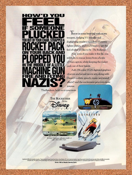 1992 The Rocketeer IBM Original Advertisement / Retro Promo v2