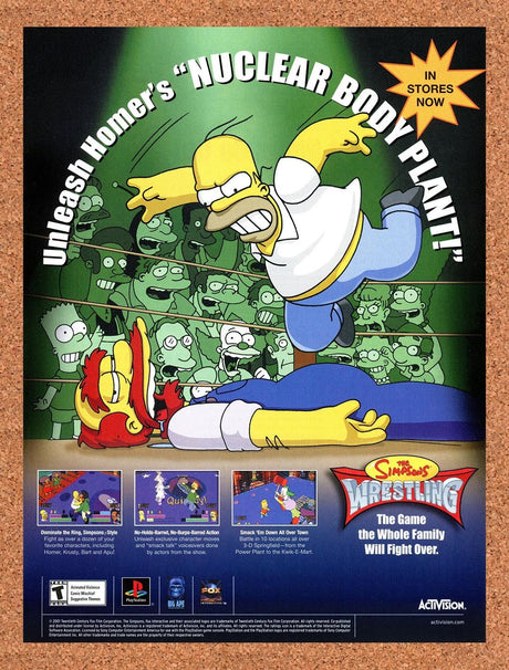 2001 Simpsons Wrestling PS1 Original Advertisement / Retro Promo v1