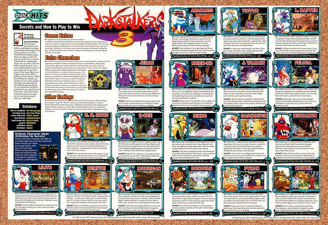 1999 Darkstalkers 3 Extras & Secrets Original Advertisement / Retro Promo vr5