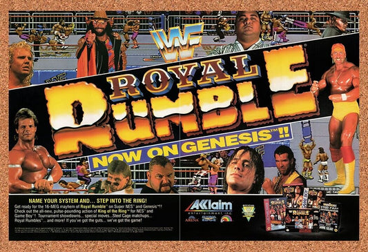 1992 WWF Royal Rumble Genesis Original Advertisement / Retro Wall Art v5