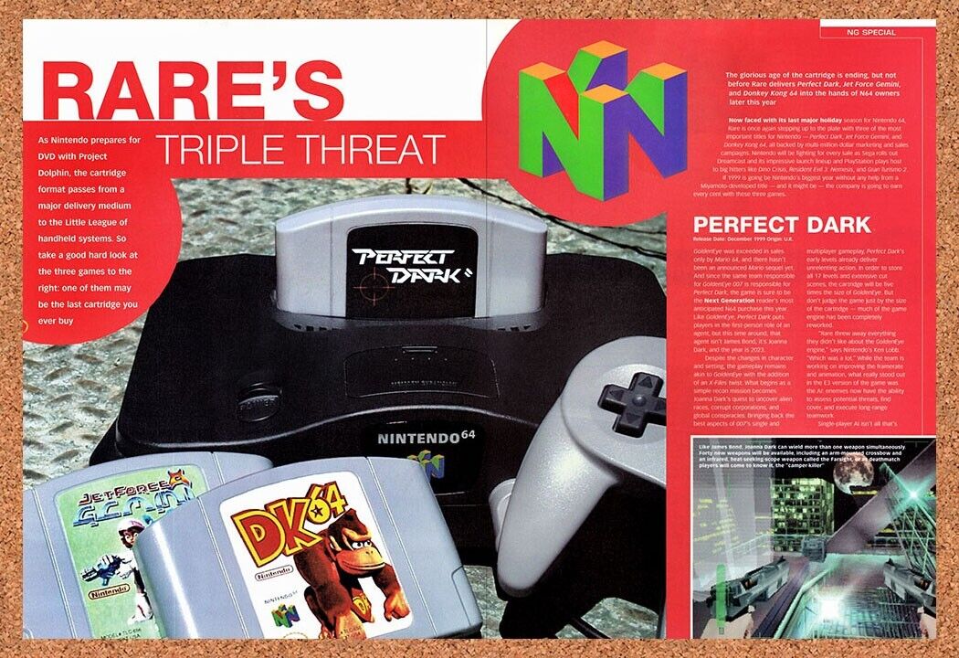 Rare's Nintendo 64 Games Original 1999 Vintage Ad - Video Game N64 Review Promo