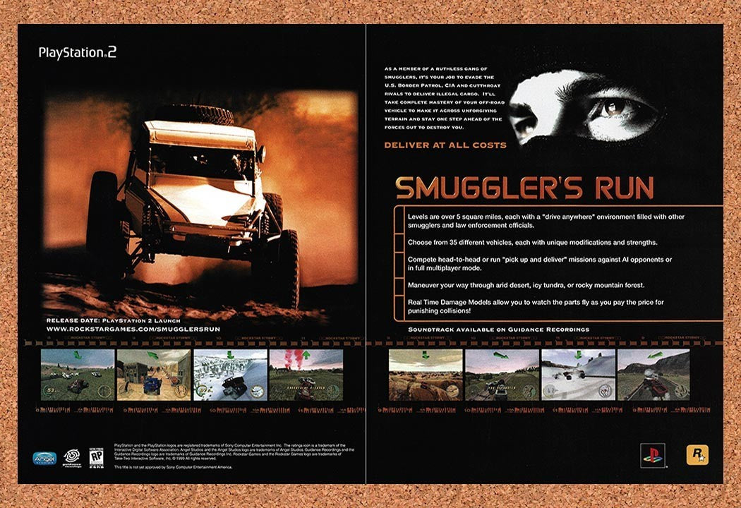 2000 Smuggler's Run PS2 Original Advertisement / Retro Promo v4