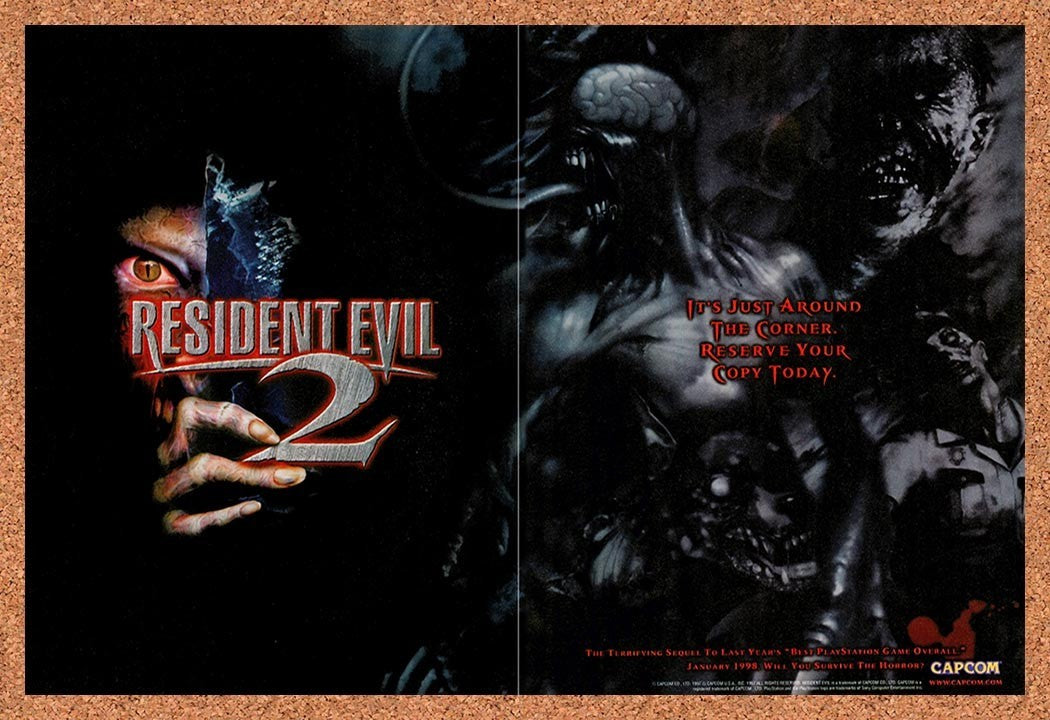 1999 Resident Evil 2 PS1 Original Advertisement / Retro Promo v3