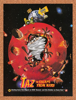 1994 Taz In Escape From Mars Genesis Original Advertisement / Retro Promo v2