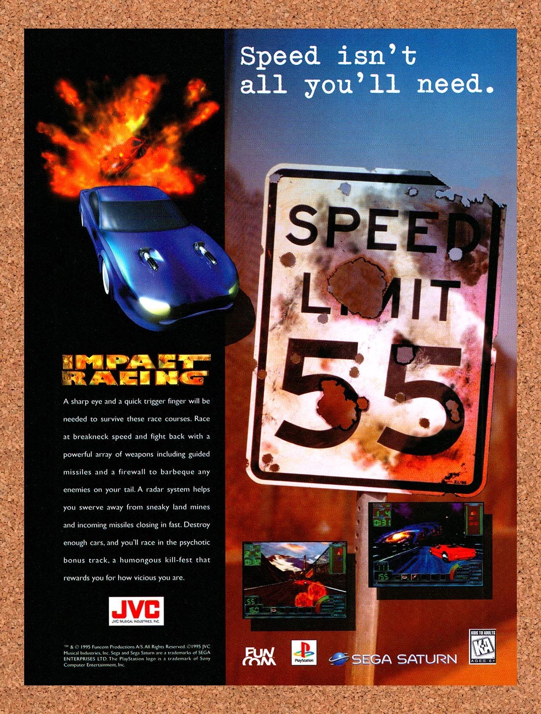 1996 Impact Racing PS1 Original Advertisement / Retro Promo v2