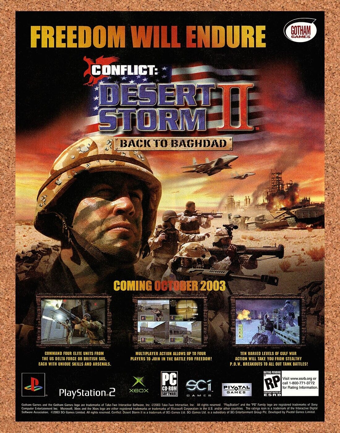 Conflict Desert Storm 2 Xbox Original 2003 Ad Authentic Video Game Art Promo