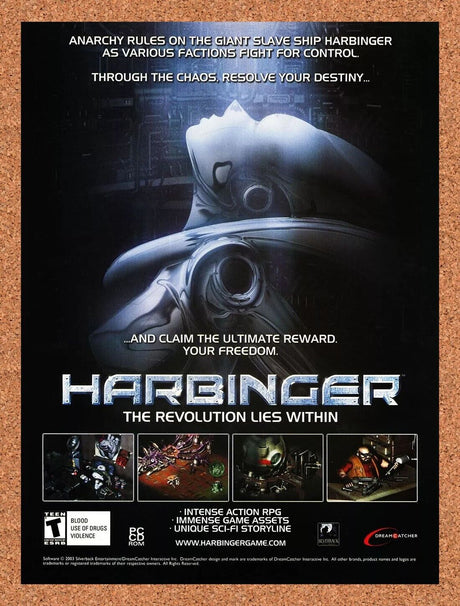 Harbinger The Revolution Within PC Original 2005 Ad Authentic Video Game Promo