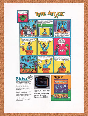 1983 Type Attack Apple II Original Advertisement / Retro Wall Art v1