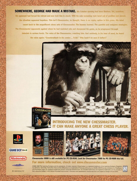 1999 Chessmaster PS1 Original Advertisement / Retro Wall Art v1
