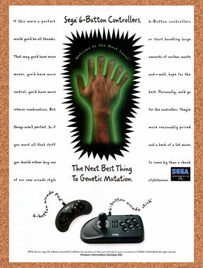 1994 Sega Genesis 6-Button Controllers Original Ad / Retro Wall Art v11