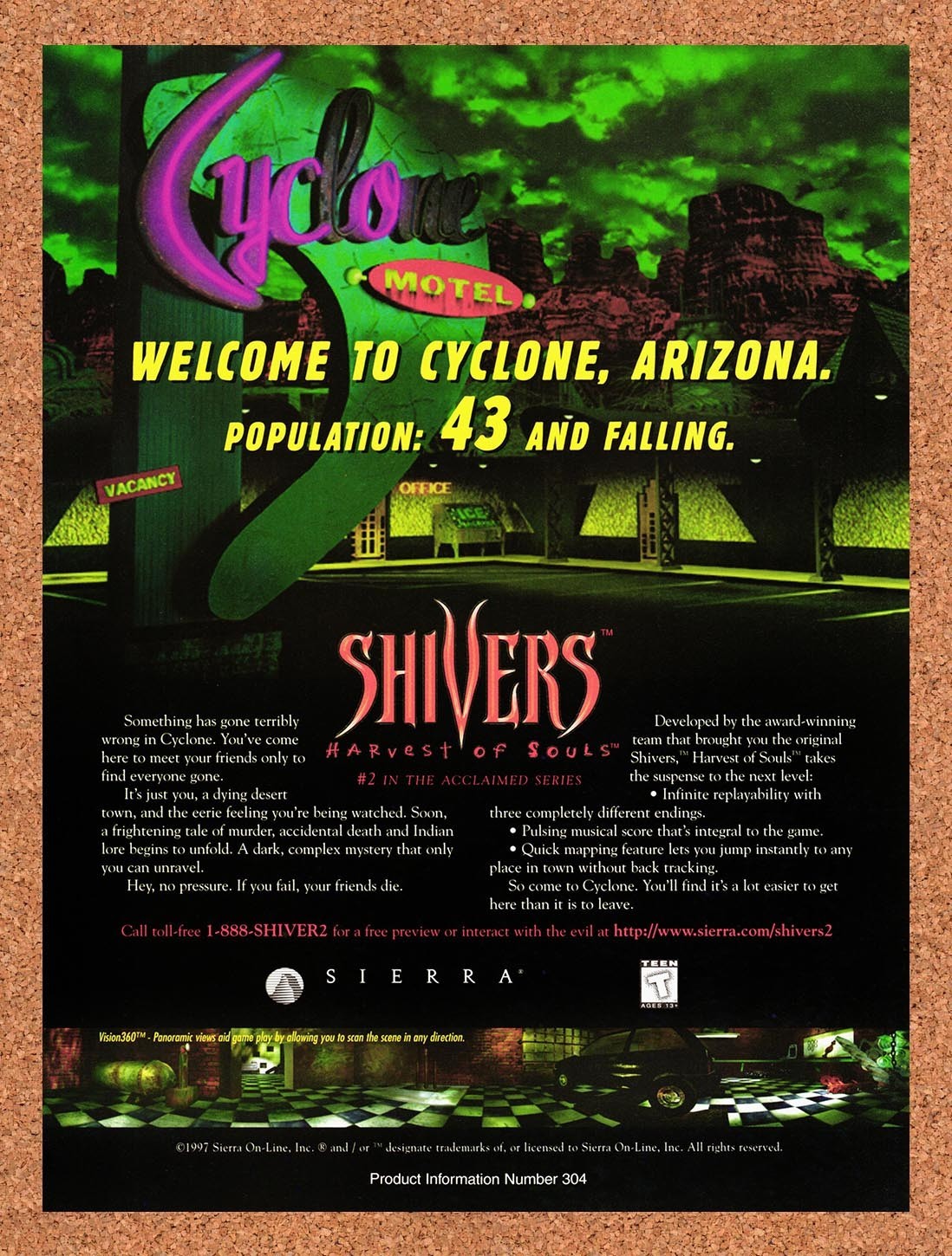 1997 Shivers Harvest Of Souls PC Original Advertisement / Retro Promo v1