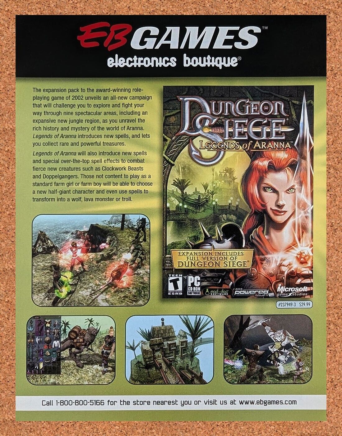 Dungeon Siege Aranna PC Original 2004 Ad Authentic EB Games Video Game Promo