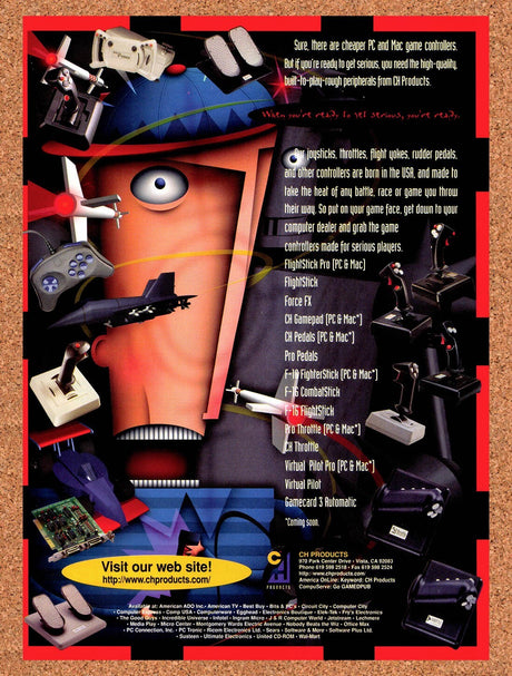1996 CH Products PC & MAC Game Peripherals Original Ad / Retro Wall Art v5