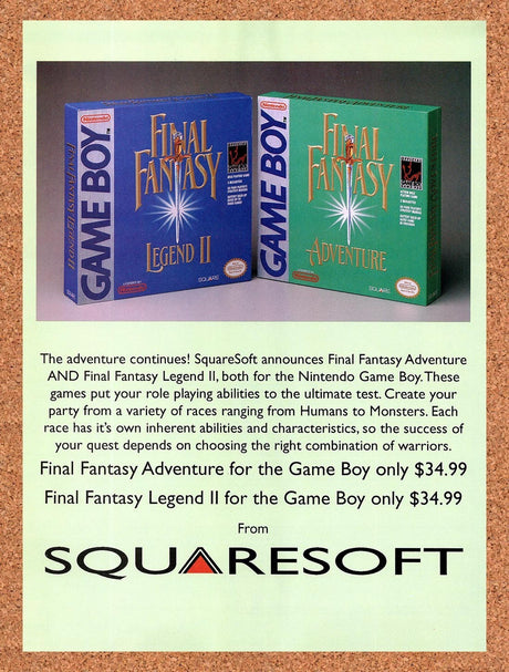 1991 Final Fantasy Games Game Boy Original Advertisement / Retro Promo v2