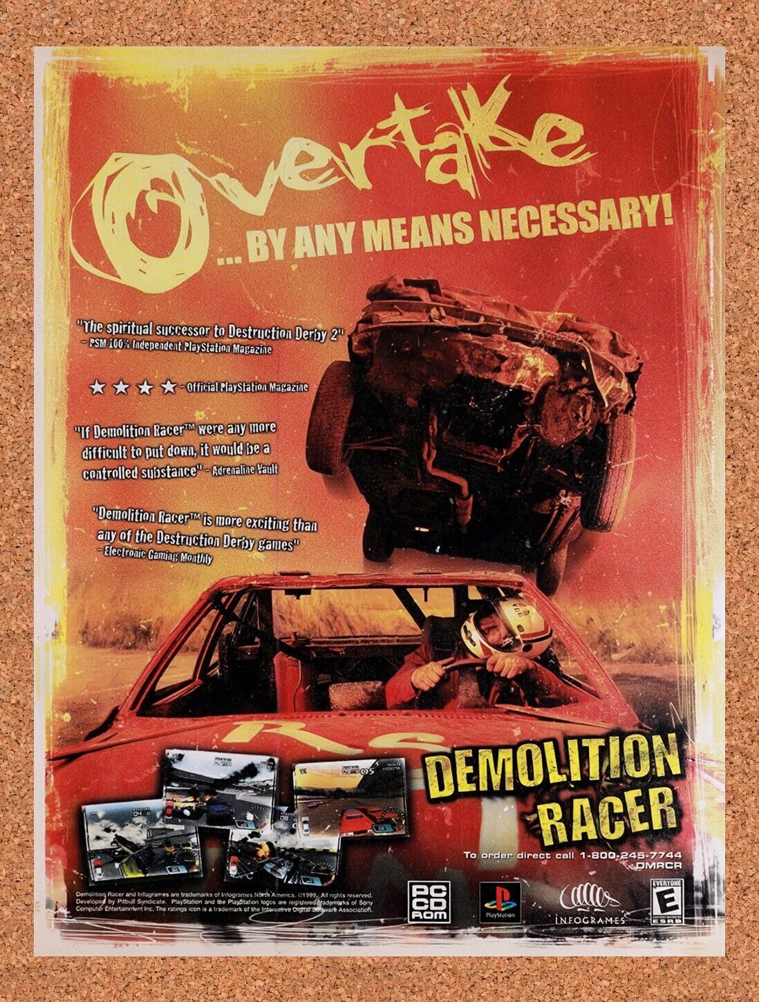 2000 Demolition Racer PS1 Original Advertisement / Retro Wall Art v1