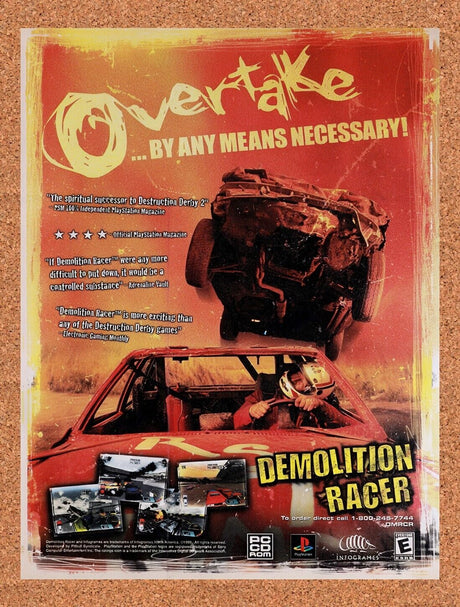 2000 Demolition Racer PS1 Original Advertisement / Retro Wall Art v1