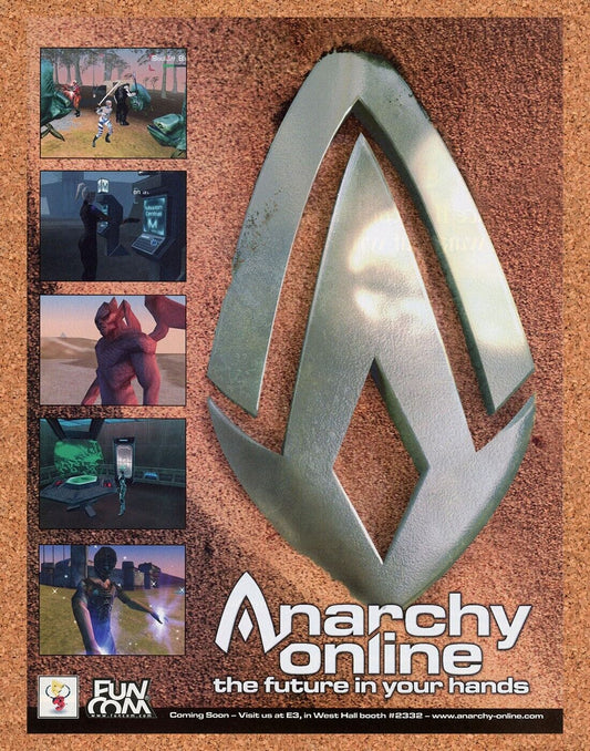 Anarchy Online PC Original 2002 Ad Authentic Windows MMO Video Game Promo v1