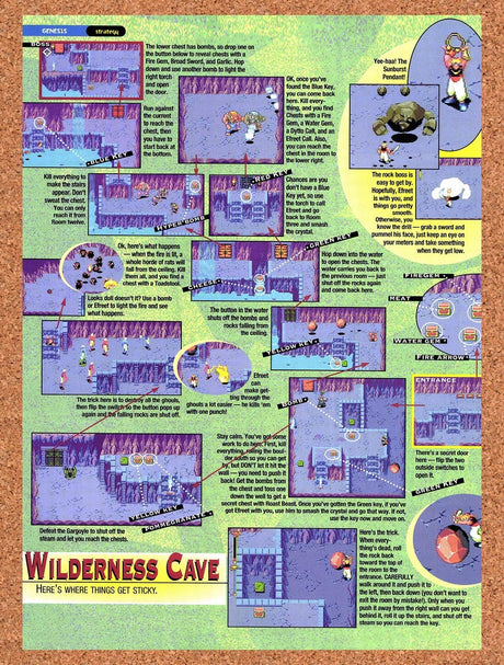1995 Beyond Oasis Wilderness Cave Map Original Advertisement / Retro Wall Art v3