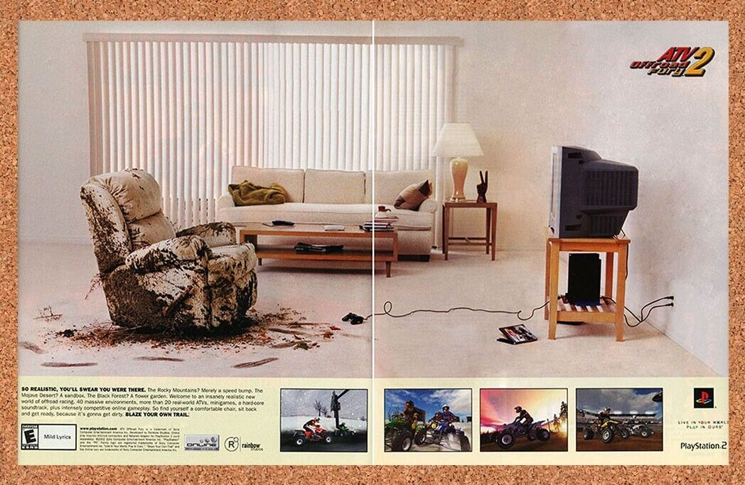 ATV OffRoad Fury 2 PS2 Original 2004 Ad Authentic Funny Video Game Art Promo