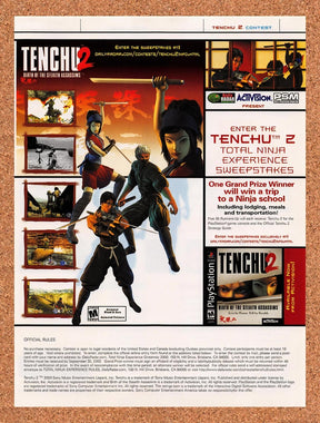 2000 Tenchu 2 Birth Of Stealth Assassins Sweepstakes Original Ad / Promo v3
