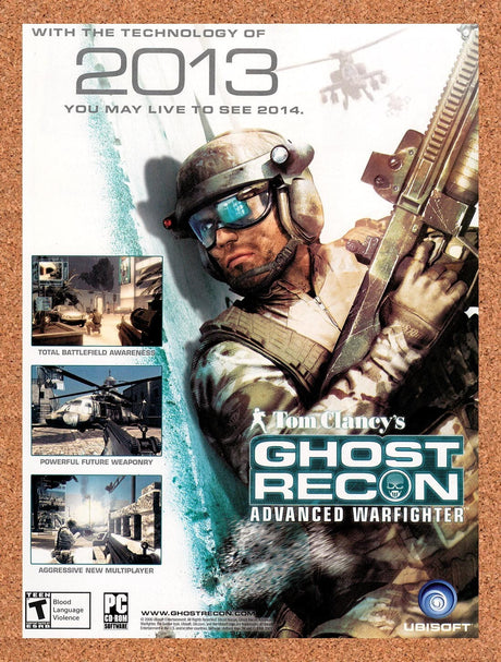 2006 Ghost Recon Advanced Warfighter PC Original Ad / Retro Wall Art v2