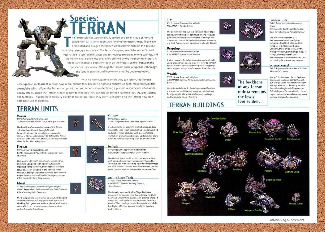 1997 StarCraft Terran Overview Original Advertisement / Retro Promo vr2