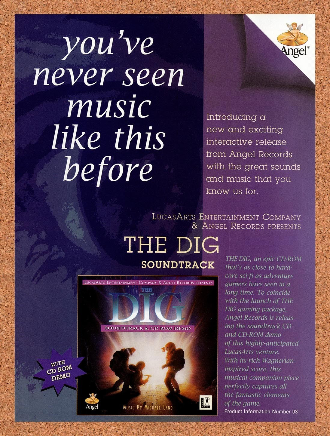 1996 The Dig Game Soundtrack Original Advertisement / Retro Promo v4
