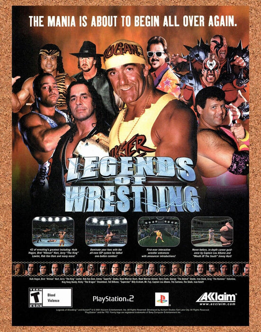 Legends Of Wrestling PS2 Original 2003 Vintage Ad - WWE Video Game Promo