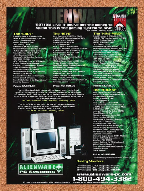 1998 Alienware PC Systems The Grey Original Advertisement / Retro Promo v3