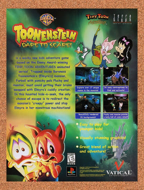 1999 Tiny Toon Adventures Toonenstein PS1 Original Ad / Retro Wall Art v1