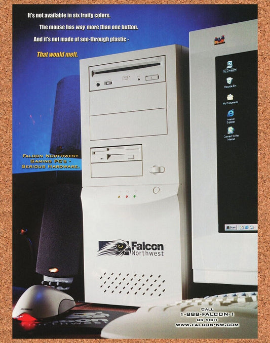 Falcon Northwest Gaming PC Original 2001 Ad Authentic Windows Retro Tech Promo