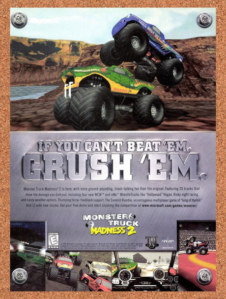 1998 Monster Truck Madness 2 PC Original Advertisement / Retro Promo v1