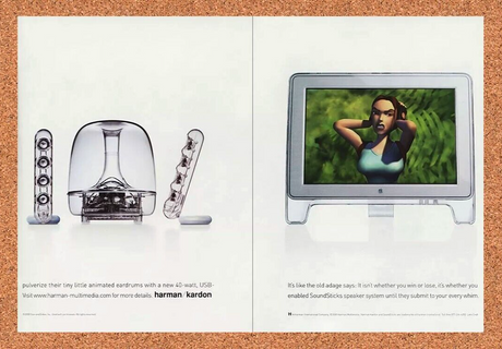Tomb Raider PC Original 2002 Ad Authentic Soundsticks Speakers Video Game Promo