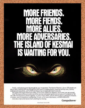 The Island Of Kesmai CompuServe Original 1990 Vintage Ad - Online Gaming Promo
