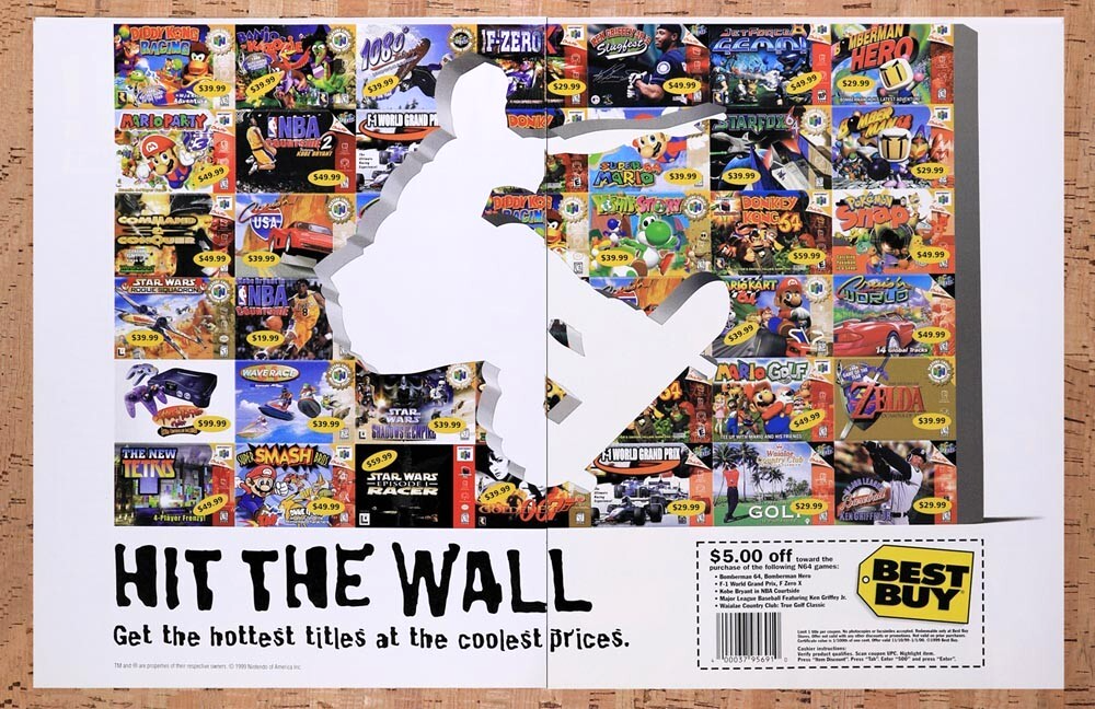1999 Best Buy N64 Games Rebate Original Advertisement / Retro Wall Art v5