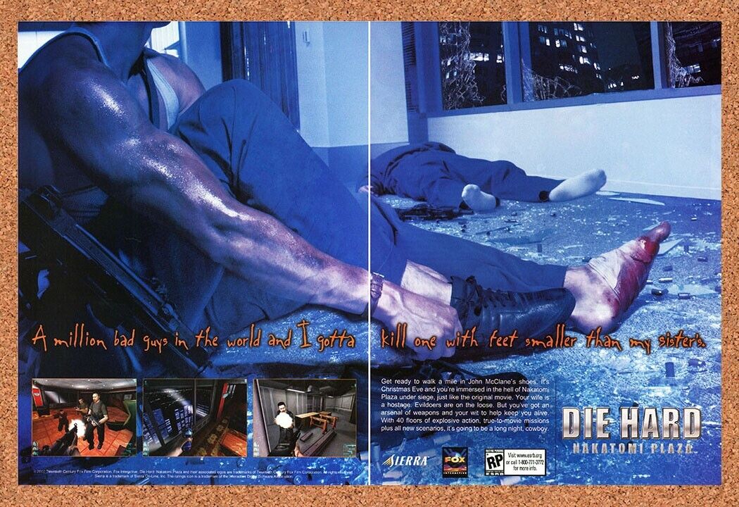 Die Hard Nakatomi Plaza PC Original 2004 Ad Authentic Sierra Video Game Promo