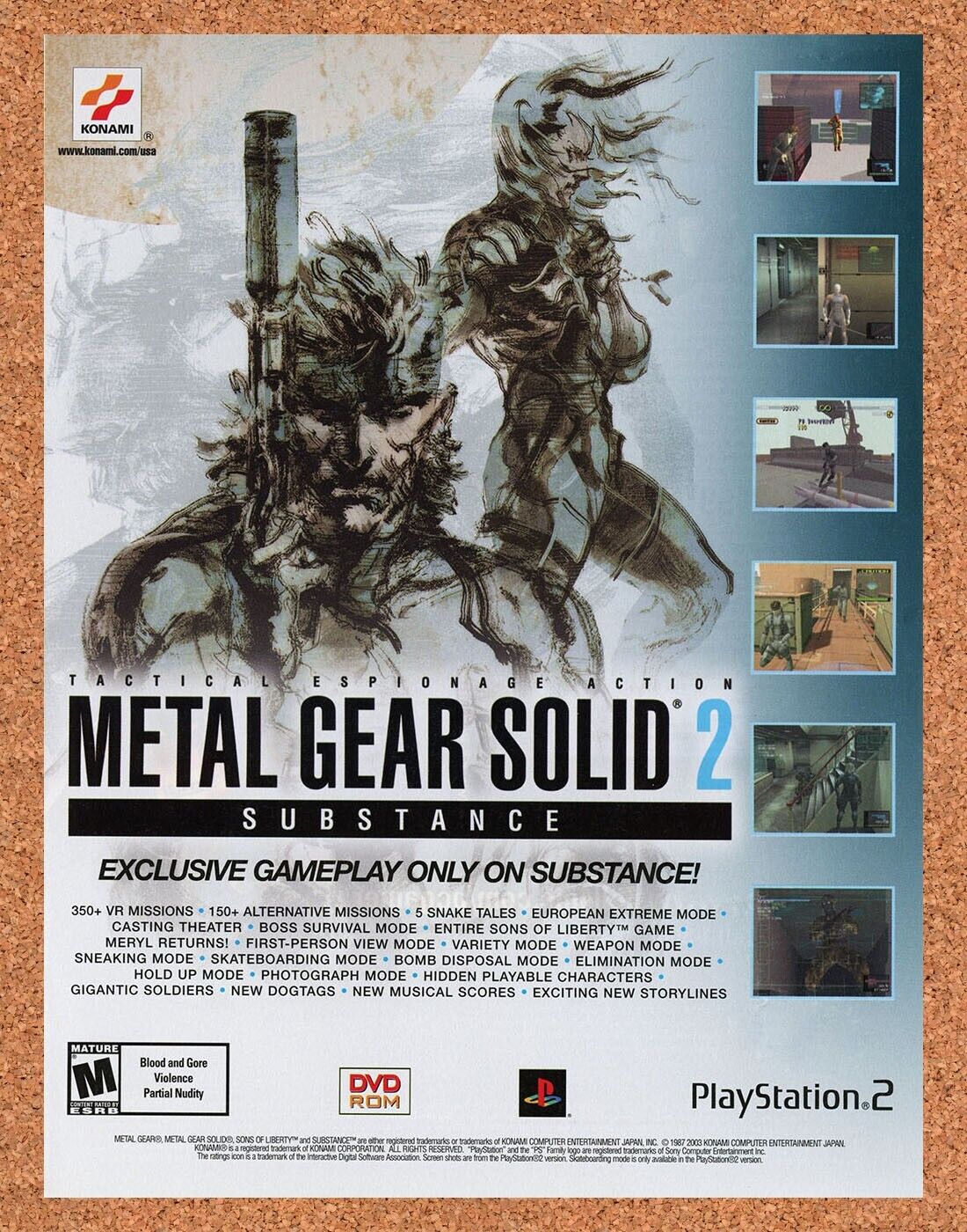 Metal Gear Solid 2 PS2 Substance Original 2003 Ad Authentic Video Game Promo