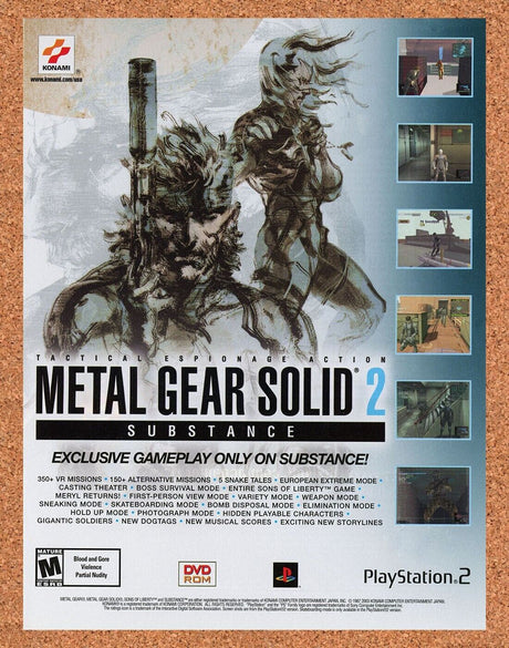 Metal Gear Solid 2 PS2 Substance Original 2003 Ad Authentic Video Game Promo