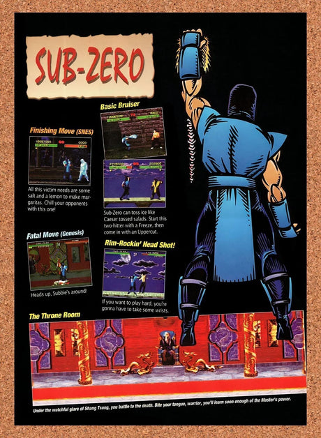 1993 Mortal Kombat Sub-Zero Profile Original Advertisement / Retro Promo v11
