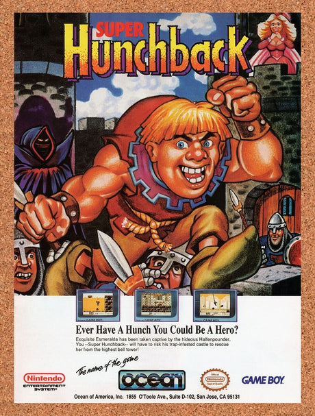 1992 Super Hunchback NES Original Advertisement / Retro Wall Art v1
