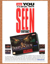 Dragon View SNES Original 1994 Print Ad Authentic Nintendo Video Game Art Promo