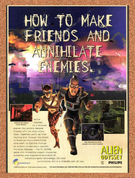 1996 Alien Odyssey PC Original Advertisement / Retro Promo v1