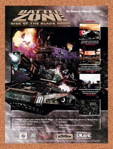 2000 Battlezone Rise Of The Black Dogs N64 Original Advertisement / Promo v1
