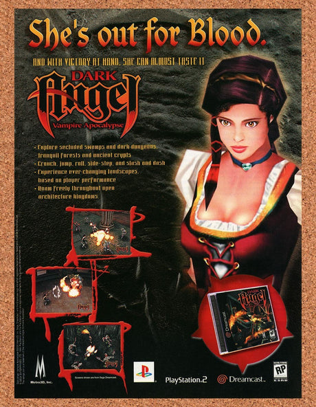 2000 Dark Angel Vampire Apocalypse Dreamcast Original Advert / Retro Promo v1