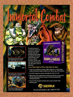 1993 Quest For Glory Shadows Of Darkness PC Original Ad / Retro Promo v1