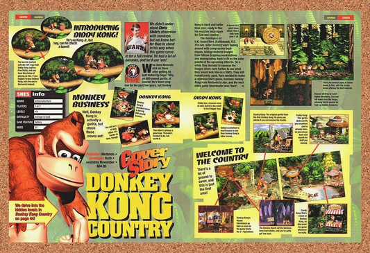 Donkey Kong Country SNES Original 1993 Ad Authentic Video Game Review Promo