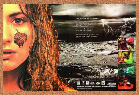 Forsaken PC Original 1998 Print Ad Authentic Windows FPS Video Game Art Promo