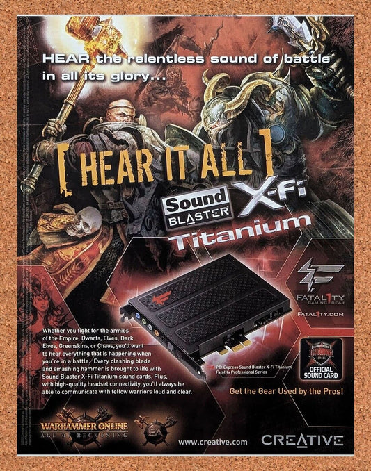 Warhammer Online PC Original 2007 Ad Authentic Sound Blaster Video Game Promo
